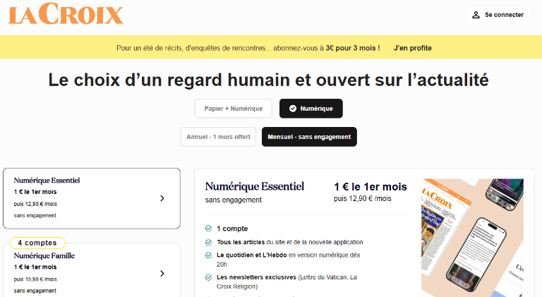 l'espace abonnement la croix